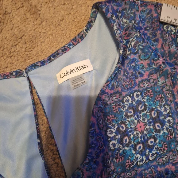 NWT / Calvin Klein Blue and White Floral Midi Dress - Picture 8 of 11